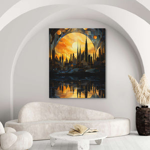 Golden City Sunset - Luxury Wall Art