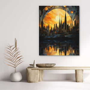 Golden City Sunset - Luxury Wall Art