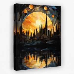 Golden City Sunset - Luxury Wall Art