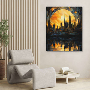 Golden City Sunset - Luxury Wall Art