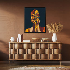 Golden Contemplation Portrait - Luxury Wall Art