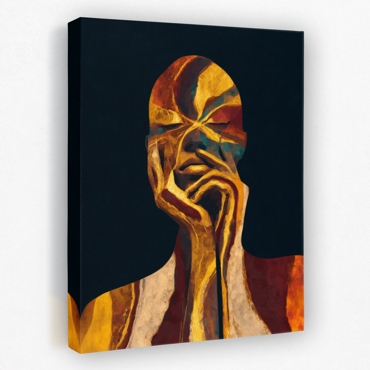 Golden Contemplation Portrait - Luxury Wall Art