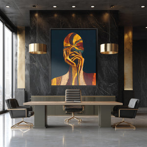 Golden Contemplation Portrait - Luxury Wall Art