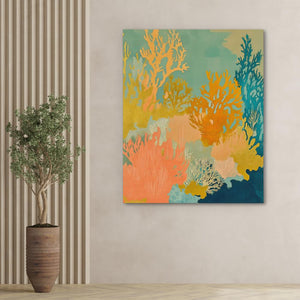 Golden Coral Bloom - Luxury Wall Art