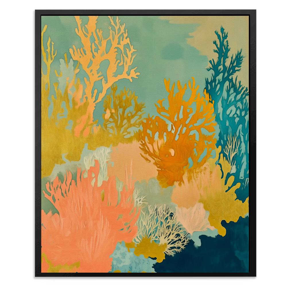 Golden Coral Bloom - Luxury Wall Art