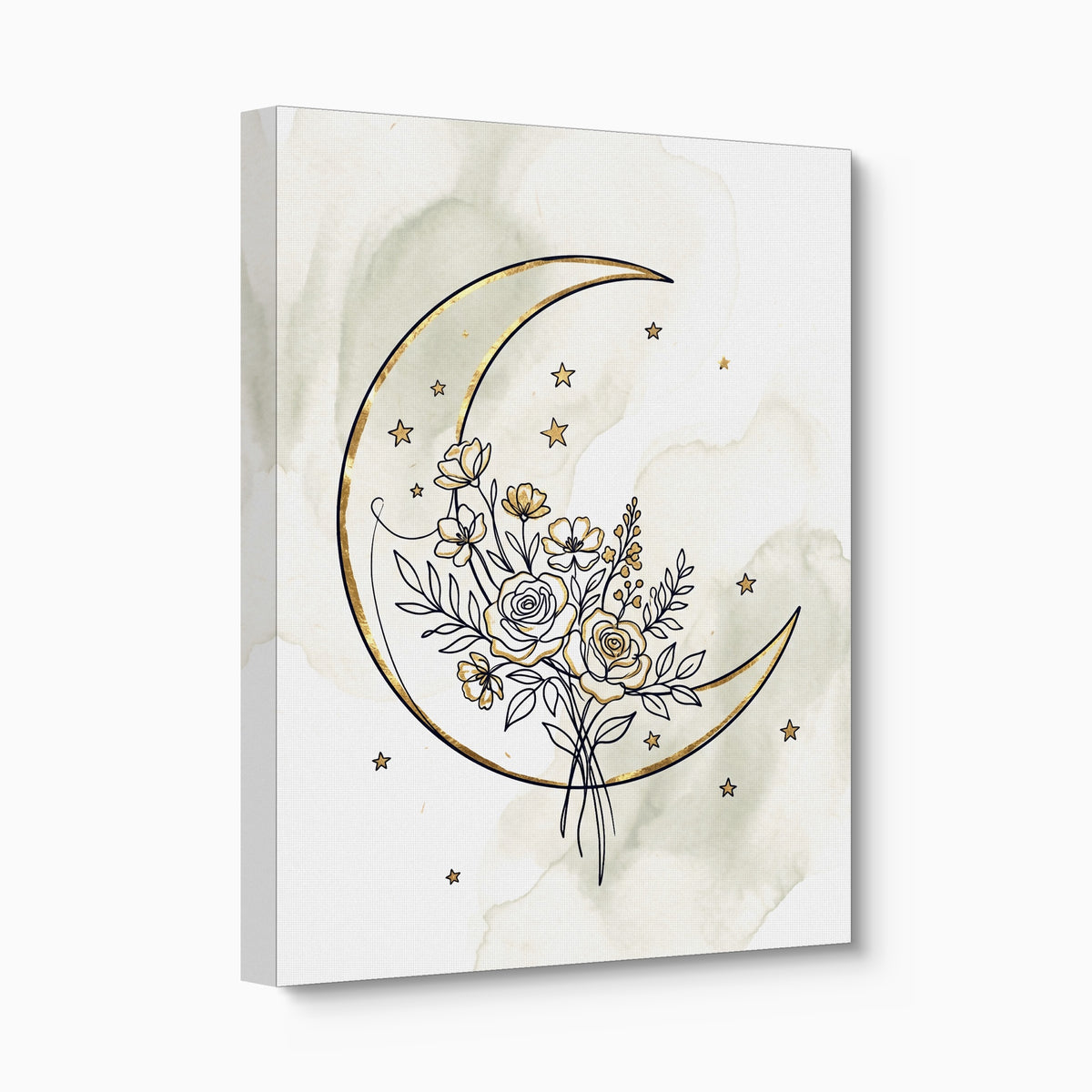Golden Crescent Bloom — golden crescent bloom angled flush print