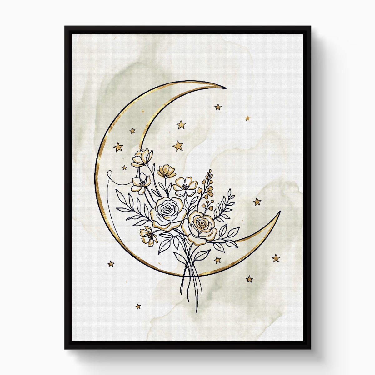 Golden Crescent Bloom — golden crescent bloom white studio framed black