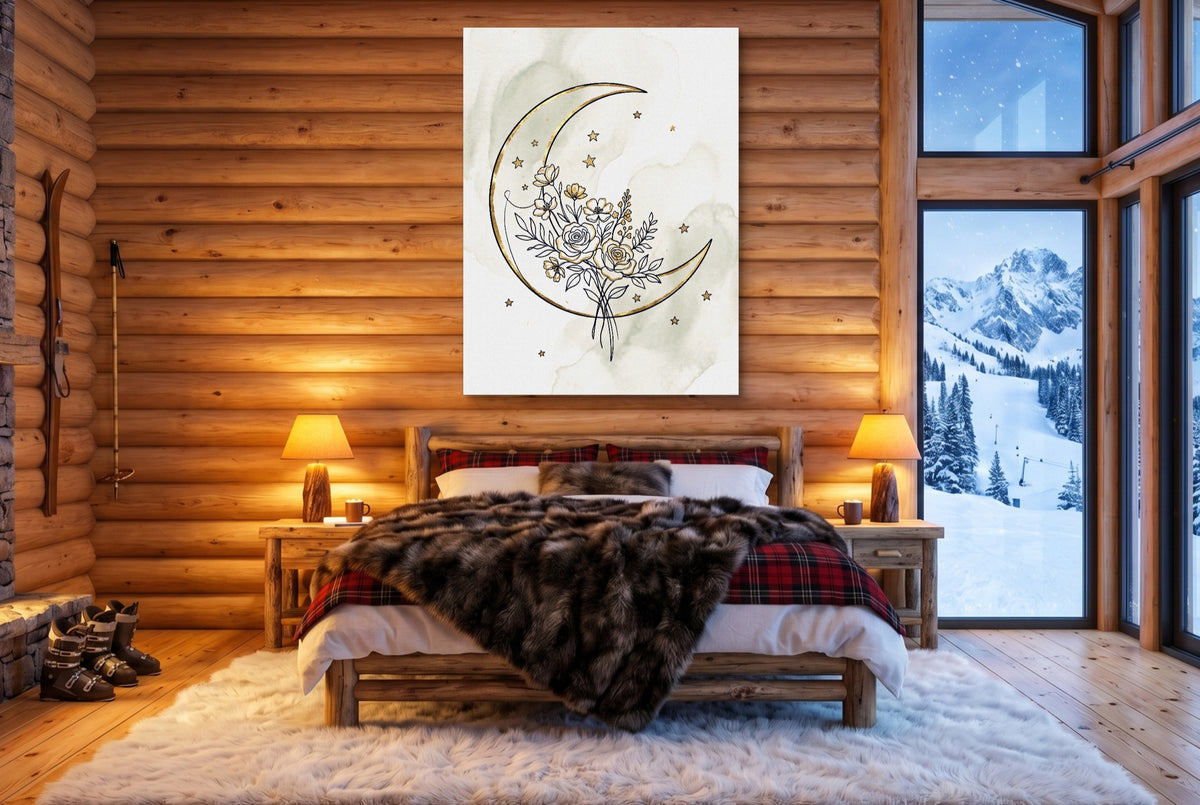 Golden Crescent Bloom — golden crescent bloom bedroom with fireplace 1port flush print