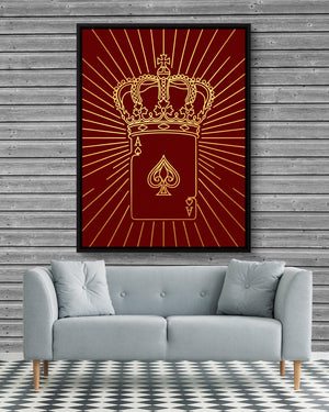 Golden Crowned Ace — golden crowned ace psd grey wood checkers couch 1port framed black