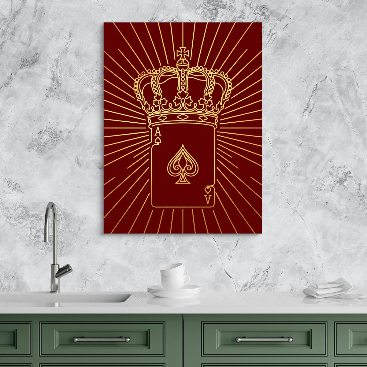 Golden Crowned Ace — golden crowned ace sq kitchen granite purple 1port flush print