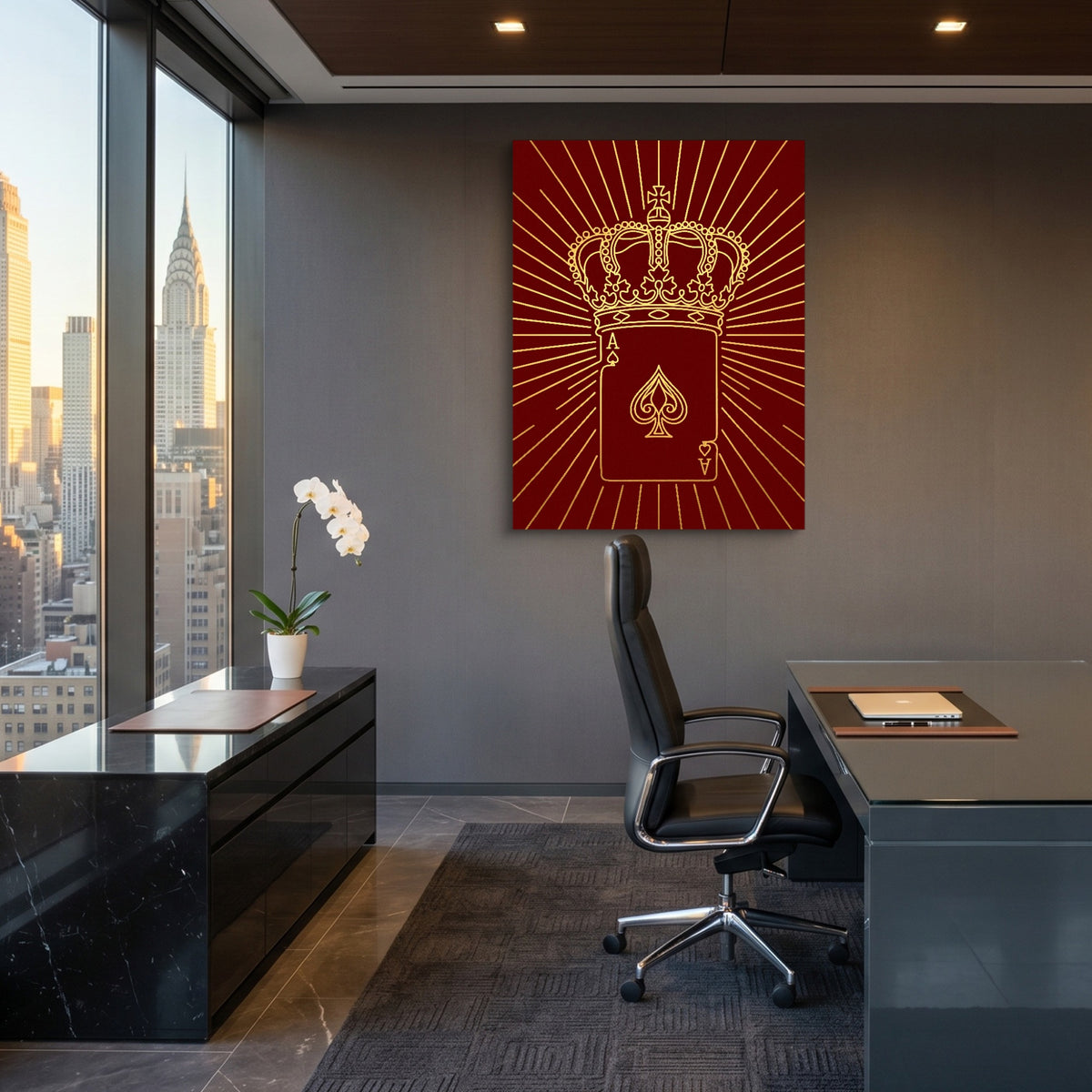 Golden Crowned Ace — golden crowned ace sq office view 1port flush print