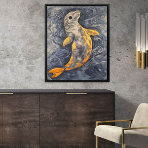 Golden Currents - Coastal Art for Bathroom