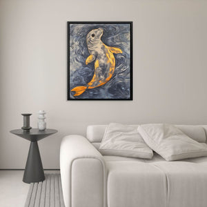 Golden Currents - Blue Canvas Wall Art