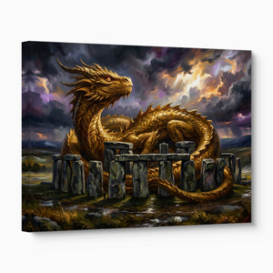 Golden Dragon Stonehenge — golden dragon stonehenge angled flush print