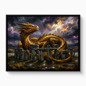 Golden Dragon Stonehenge — golden dragon stonehenge white studio framed black