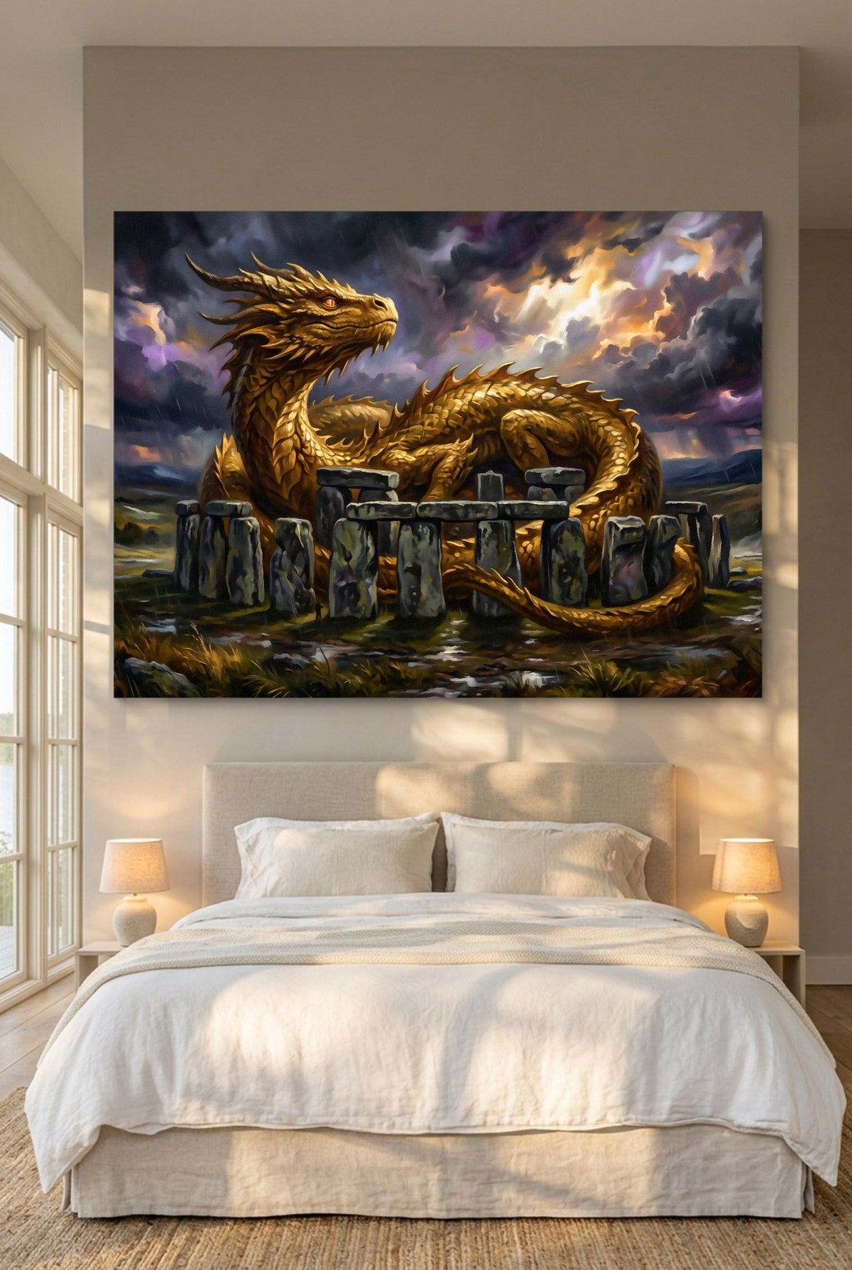 Golden Dragon Stonehenge — golden dragon stonehenge p bedroom with window 1land flush print