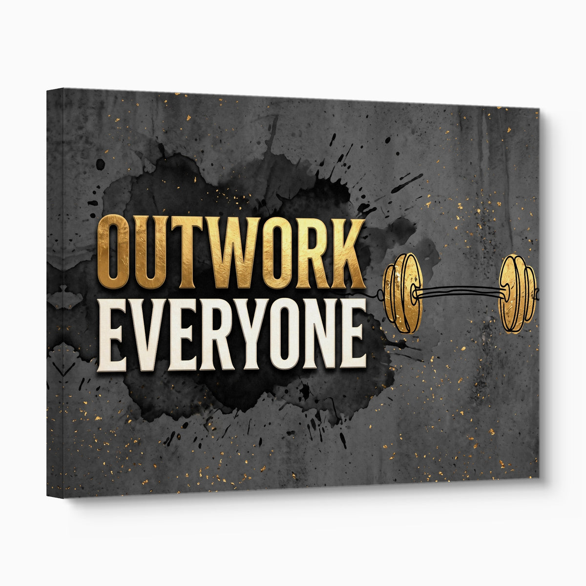 Golden Dumbbell Motivation — golden dumbbell motivation angled flush print
