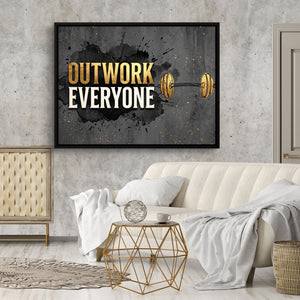 Golden Dumbbell Motivation — golden dumbbell motivation sq cement wall luxury room 1land framed black