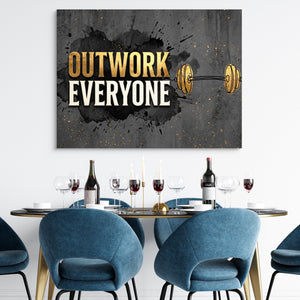 Golden Dumbbell Motivation — golden dumbbell motivation sq dining room tables 1land flush print