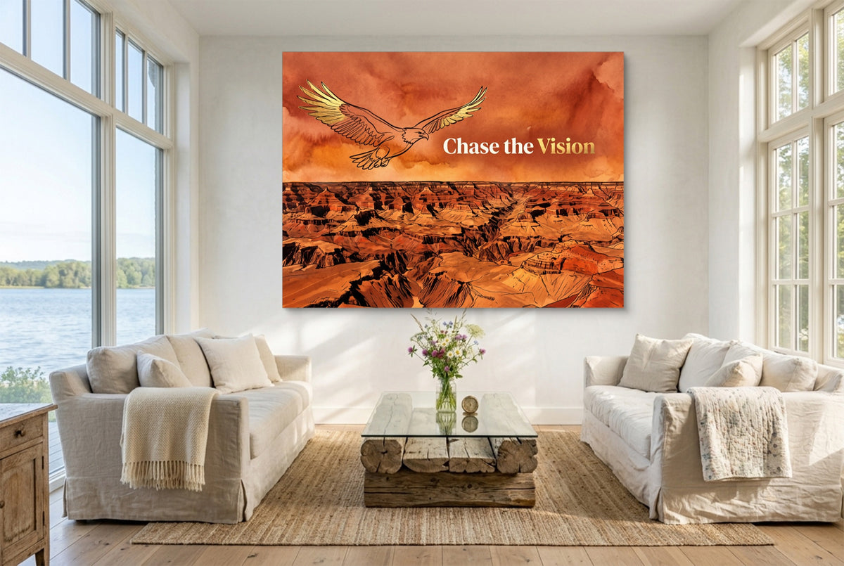 Golden Eagle Canyon — golden eagle canyon living room with couches 1land flush print