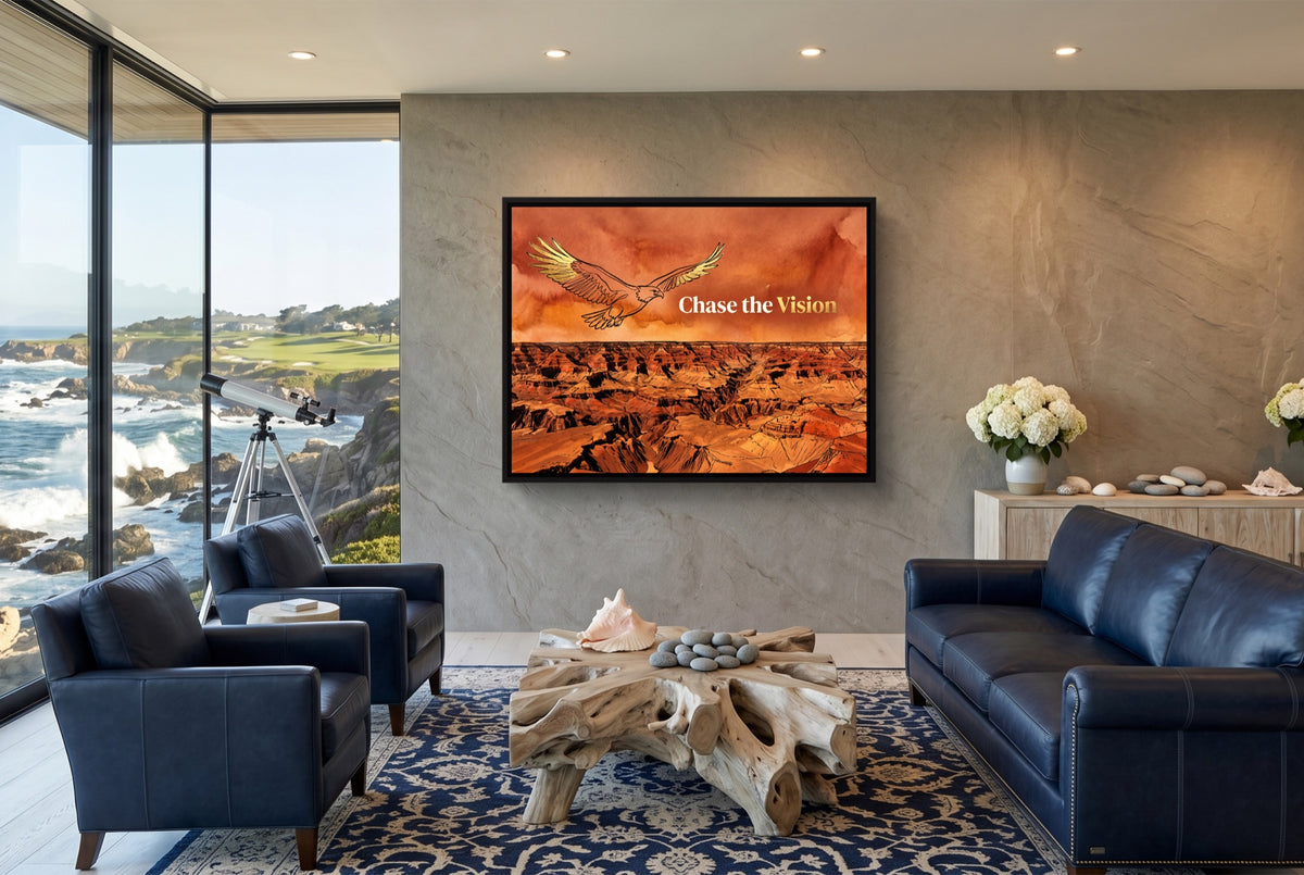 Golden Eagle Canyon — golden eagle canyon living room with ocean view 1land framed black
