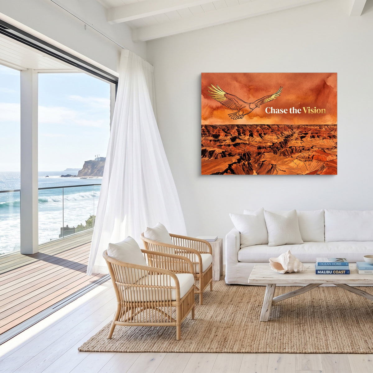 Golden Eagle Canyon — golden eagle canyon sq malibu beach 1land flush print