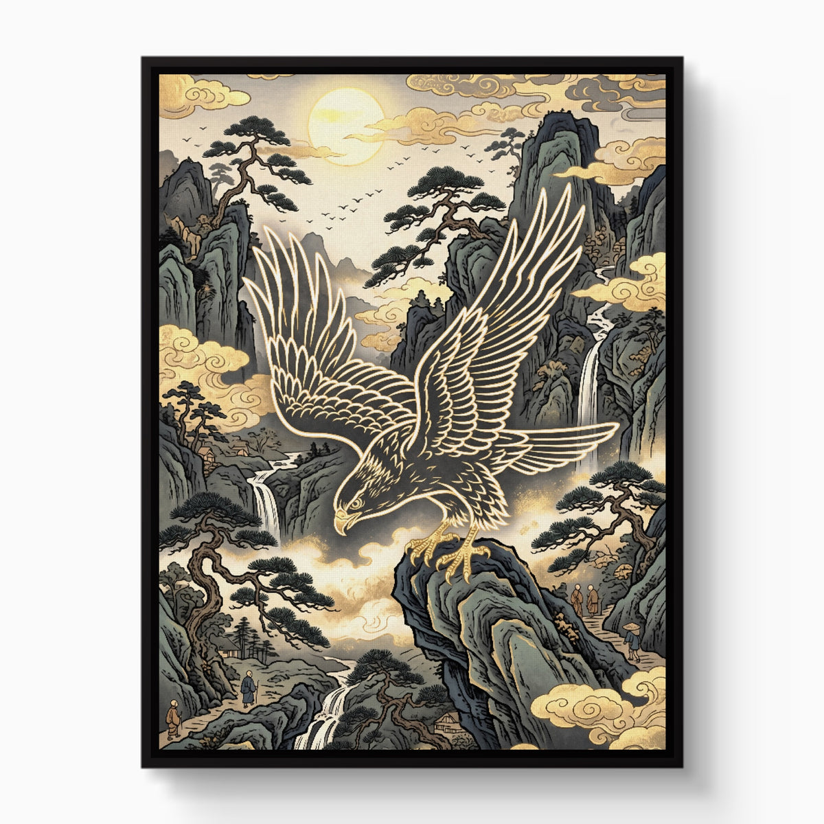 Golden Eagle Perch — golden eagle perch white studio framed black