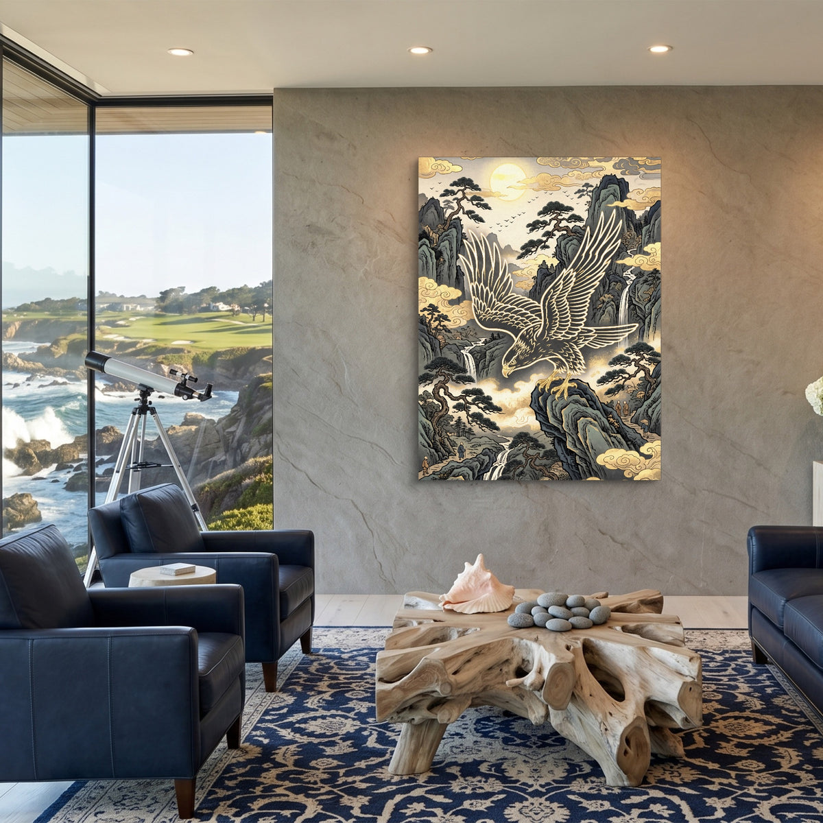 Golden Eagle Perch — golden eagle perch sq coastal views 1port flush print