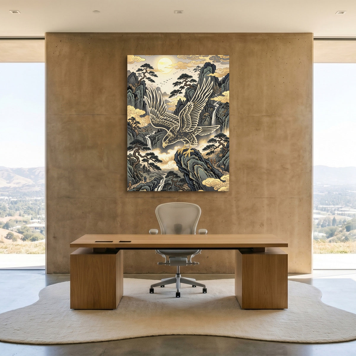 Golden Eagle Perch — golden eagle perch sq minimalist lux office 1port flush print