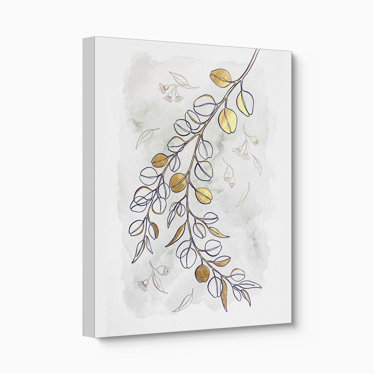 Golden Eucalyptus Branch — golden eucalyptus branch angled flush print