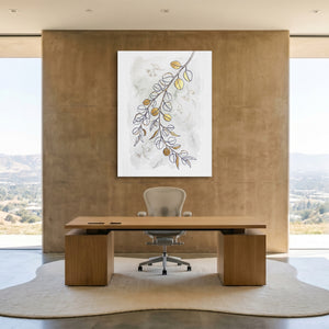 Golden Eucalyptus Branch — golden eucalyptus branch sq minimalist lux office 1port flush print