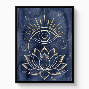 Golden Eye Lotus — golden eye lotus white studio framed black