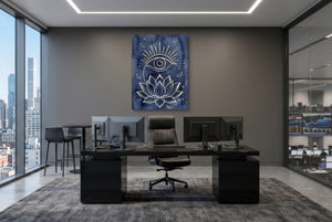 Golden Eye Lotus — golden eye lotus office desk with monitors 1port flush print