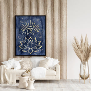 Golden Eye Lotus — golden eye lotus sq beige art room 1port framed black