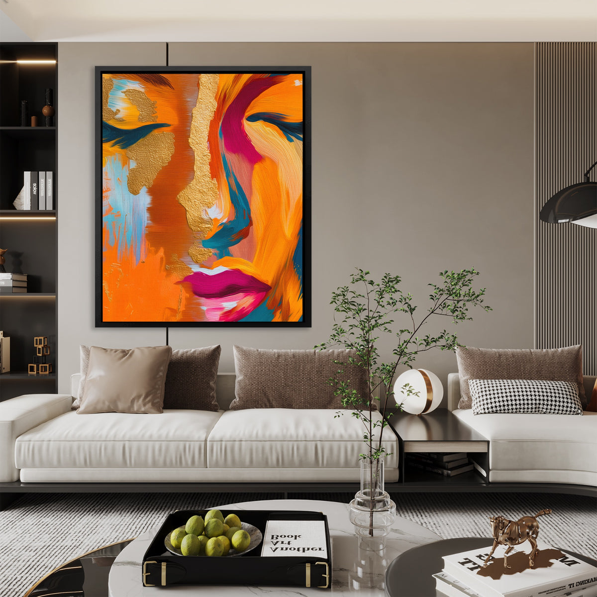 Golden Face Abstraction — Golden Face Abstraction Luxury Room Couch 52