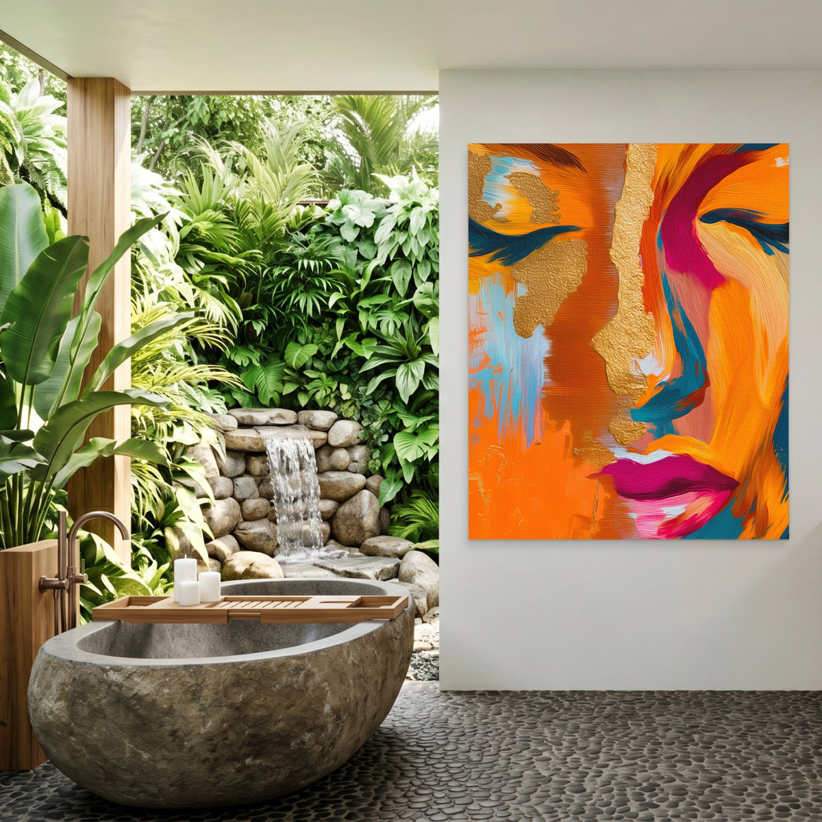 Golden Face Abstraction — Golden Face Abstraction Outdoor Bathroom Port 116