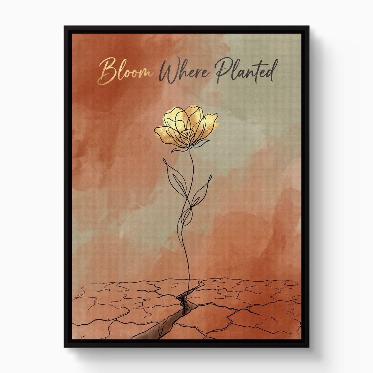 Golden Flower Resilience — golden flower resilience white studio framed black