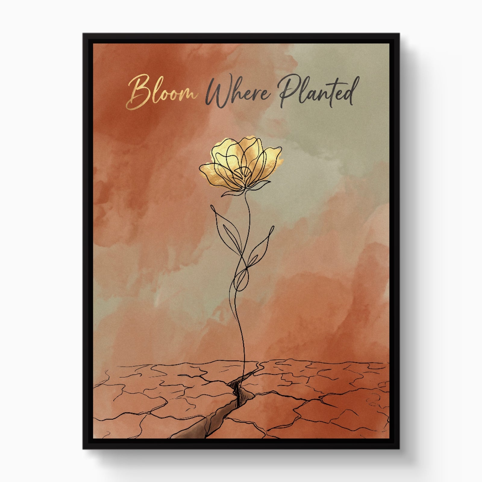 Golden Flower Resilience — golden flower resilience white studio framed black