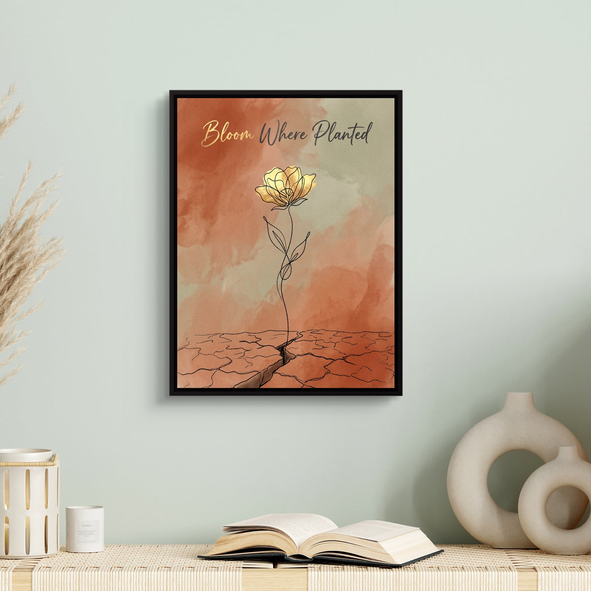 Golden Flower Resilience — golden flower resilience sq book table 1port framed black