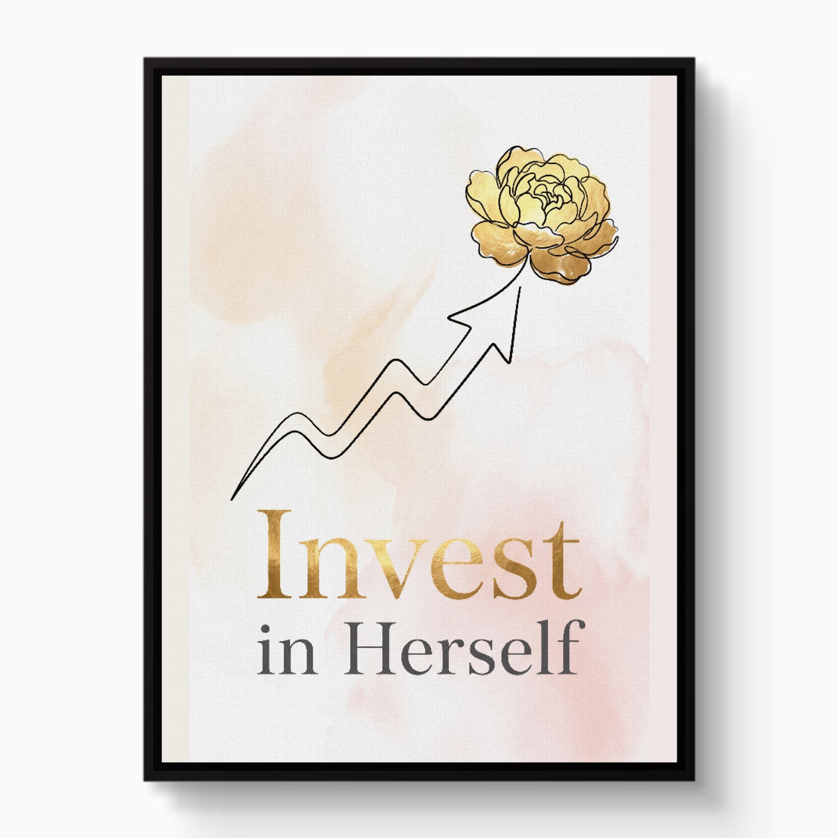 Golden Flower Rising — golden flower rising white studio framed black
