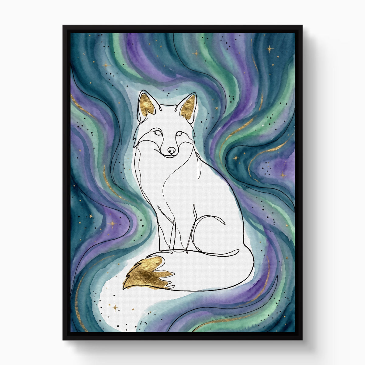 Golden Fox Aurora — golden fox aurora white studio framed black