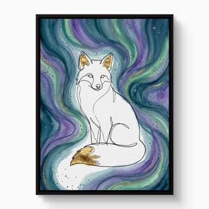 Golden Fox Aurora — golden fox aurora white studio framed black