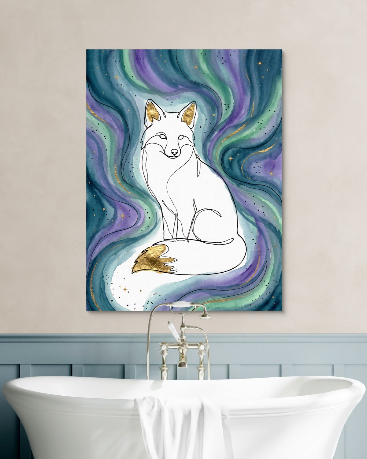 Golden Fox Aurora — golden fox aurora psd white wall green bath 1port flush print