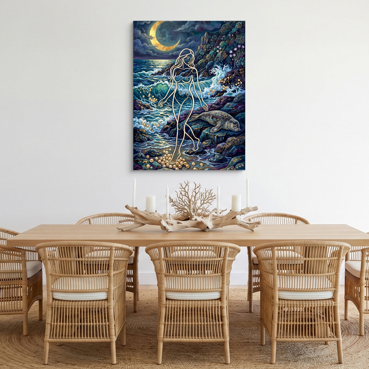 Golden Goddess Moonlight — golden goddess moonlight sq cozy dining room 1port flush print