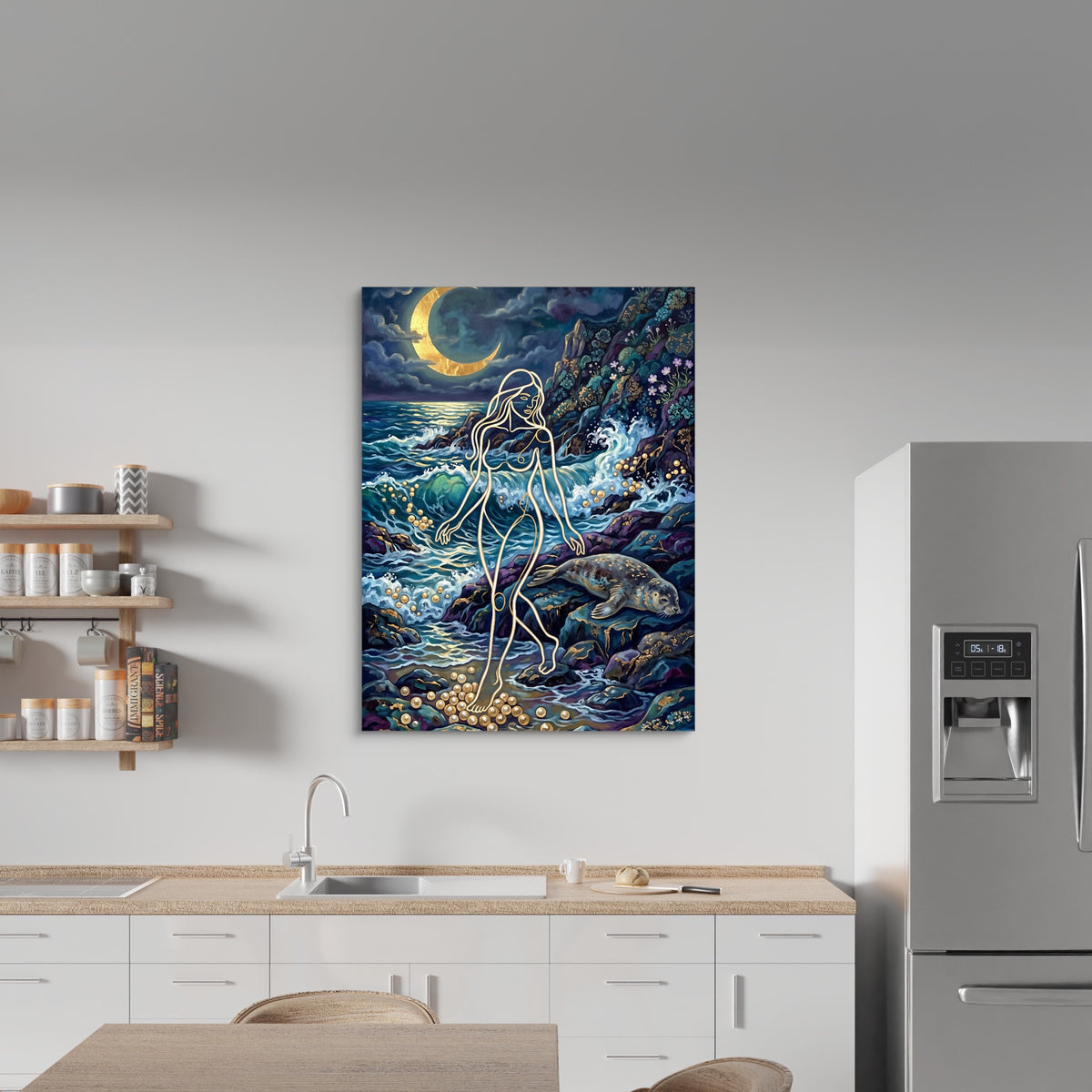 Golden Goddess Moonlight — golden goddess moonlight sq kitchen wall 1port flush print
