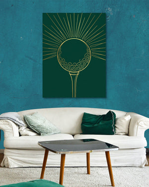 Golden Golf Sunrise — golden golf sunrise psd aqua wall white couch 1port flush print