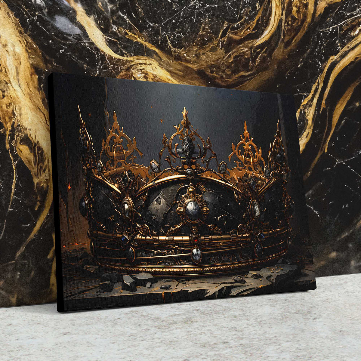 Golden Gothic Crown - Luxury Wall Art