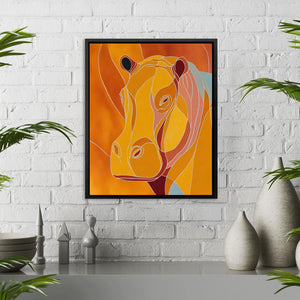 Golden Hippo Doodle canvas wall art, room view