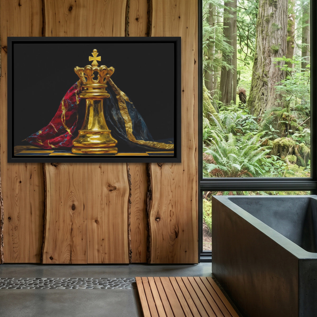 Golden King Enthroned — Golden King Enthroned Outdoor Bathroom Log Land 235