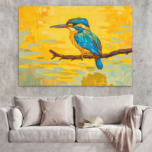 Golden Kingfisher - Colorful Wall Art for Living Room
